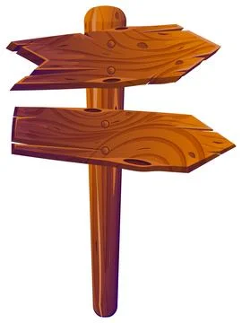 Wooden Direction Signpost with Arrow Pointer Stock Illustration