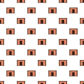 Wooden doghouse seamless pattern creating pet home background Stock Illustration