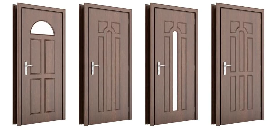 Wooden door isolated on white background. 3d illustration Stock Illustration