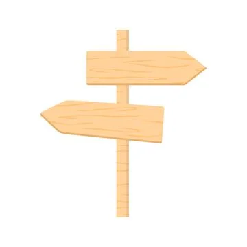 Wooden double pointer right and left in doodle style Stock Illustration