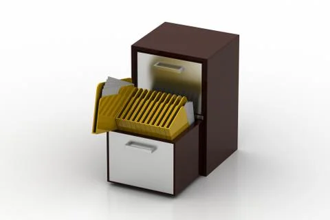 Wooden drawer with file folder Free Stock Illustration