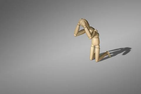 Wooden dummy in the help position Stock Illustration