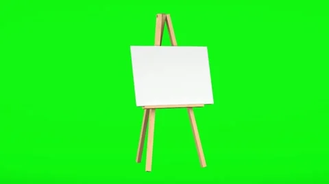 Wooden easel with blank canvas loop rotate on green chromakey background Stock Footage 22041431