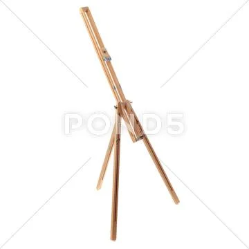 Wooden easel over isolated white background Stock Photos