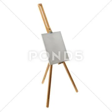 Wooden easel over isolated white background Stock Photos