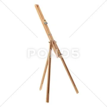 Wooden easel over isolated white background Stock Photos