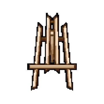 Wooden easel pixel art vector illustration Stock Illustration