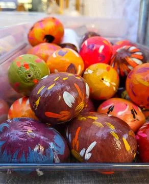 Wooden Easter eggs Stock Photos