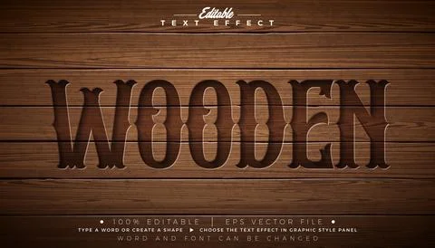 Wooden Editable Text Effect Design Vector Graphic Style with Vintage Wester.. イラスト素材