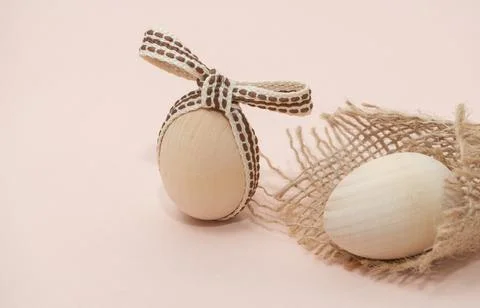 Wooden eggs. Easter concept. Stock Photos