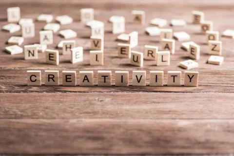 Wooden elements with word creativity 스톡 사진