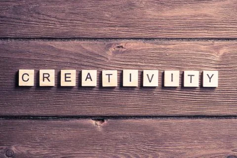 Wooden elements with word creativity 스톡 사진