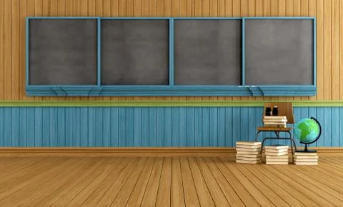 Wooden empty classroom Stock Illustration