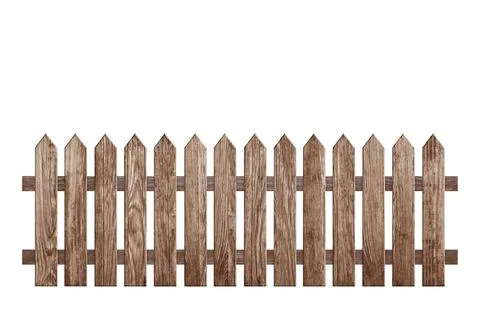 Wooden fence isolated on white with clipping path Stock Photos