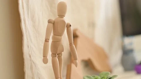 Wooden figure model Video stock 137276884
