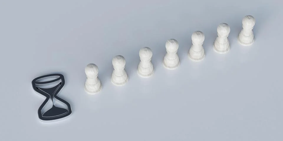 Wooden figures stand in line. queue concept. Wooden figures of people go in line Illustrazione stock