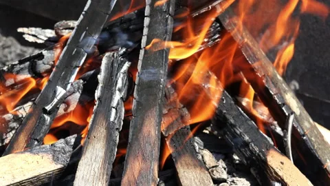 Wooden fire 4K Stock Footage 130752419