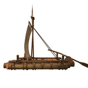 Wooden float raft isolated object 3d illustration Stock Illustration