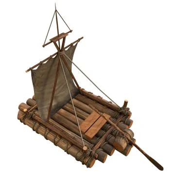 Wooden float raft isolated object 3d illustration Stock Illustration