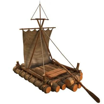 Wooden float raft isolated object 3d illustration Stock Illustration