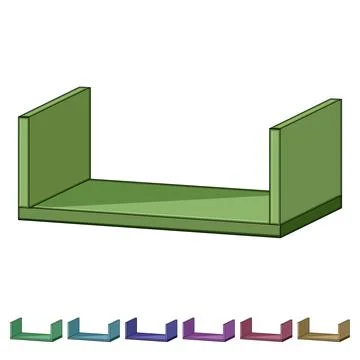 Wooden floating shelf box element for interior design storage Stock Illustration