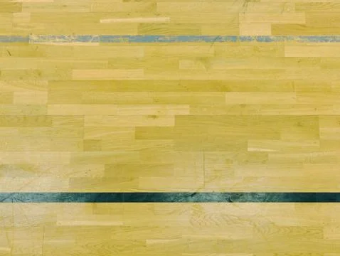 Wooden floor in sporting hall with solid and dotted lines.  Light reflection Stock Photos