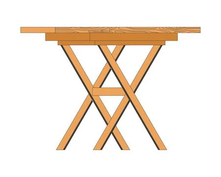 Wooden folding work table 2D cartoon object Stock Illustration
