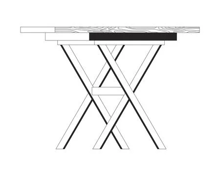 Wooden folding work table 2D line object Stock Illustration