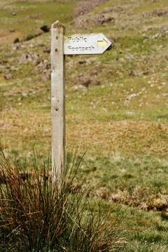Wooden footpath waymarker Stock Photos