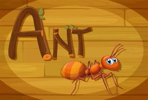 A wooden frame with an ant Ilustración de archivo