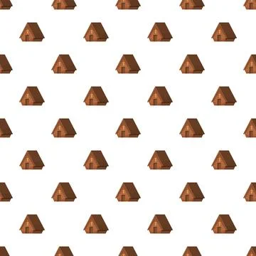 Wooden a frame cabins seamless pattern background Illustrazione stock
