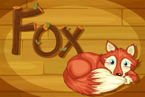 A wooden frame with a fox Ilustración de archivo
