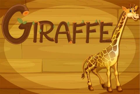 A wooden frame with a giraffe Ilustración de archivo