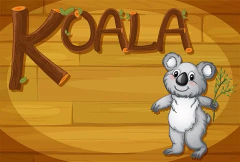 A wooden frame with a koala Ilustración de archivo