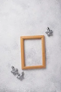 Wooden frame on light background Stock Photos