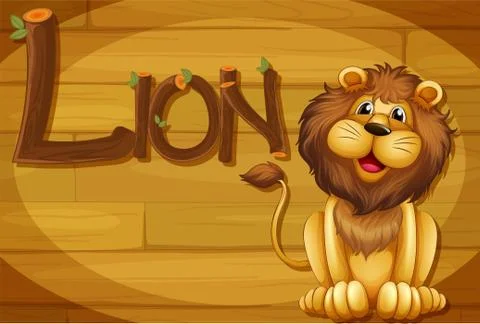 A wooden frame with a lion Ilustración de archivo