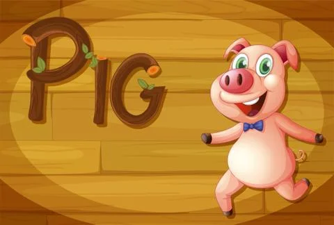 A wooden frame with a pig Ilustración de archivo