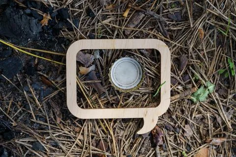Wooden frame - a pointer inside which the beer cork Stock Photos