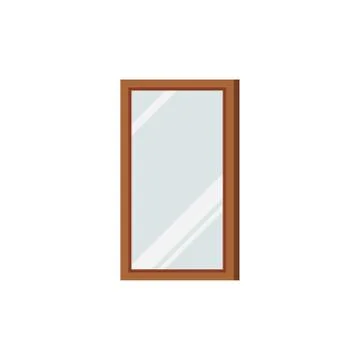 Wooden frame rectangular mirror isolated on white background. Stock Illustration