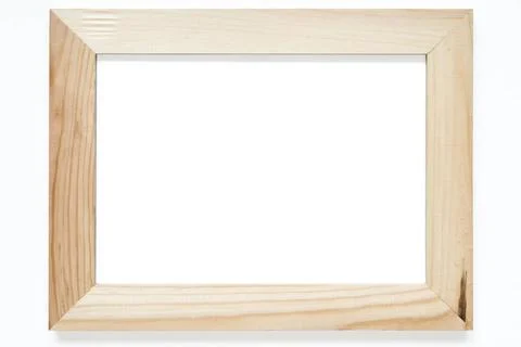 Wooden frame simple rectangular wooden picture frame isolated on white Cop... Stock Photos