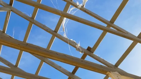 Wooden frame structure for the canopy Stock Footage 124931473