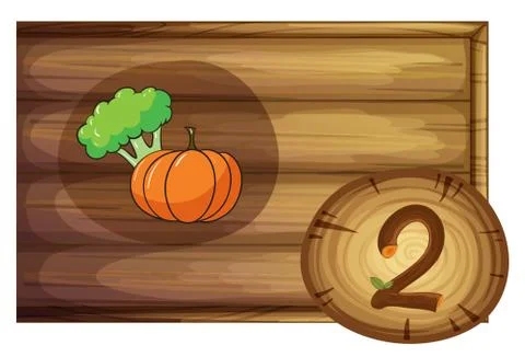 A wooden frame with two vegetables Illustrazione stock
