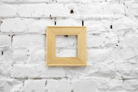 Wooden frame on the wall Foto stock