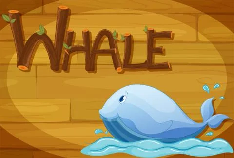 A wooden frame with a whale Ilustración de archivo