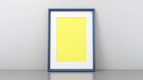 A wooden frame on a white wall with space for your content. 3D illustration Stock Illustration