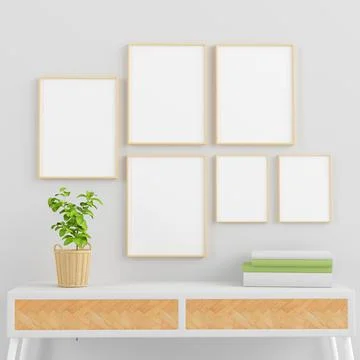Wooden frames collection collage Stock Illustration