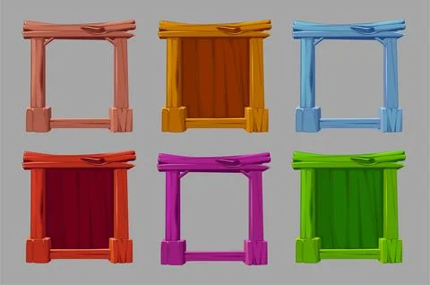 Wooden frames. Vector wood board, brown plank and old rustic tree panel frame Illustrazione stock
