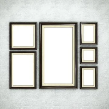 Wooden frames on wallpaper Illustrazione stock