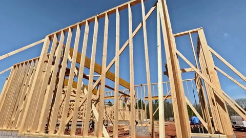 Wooden framework for construction of the... | Stock Video | Pond5