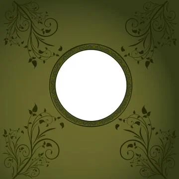 Wooden framework for the image with abstract flower. Illustrazione stock